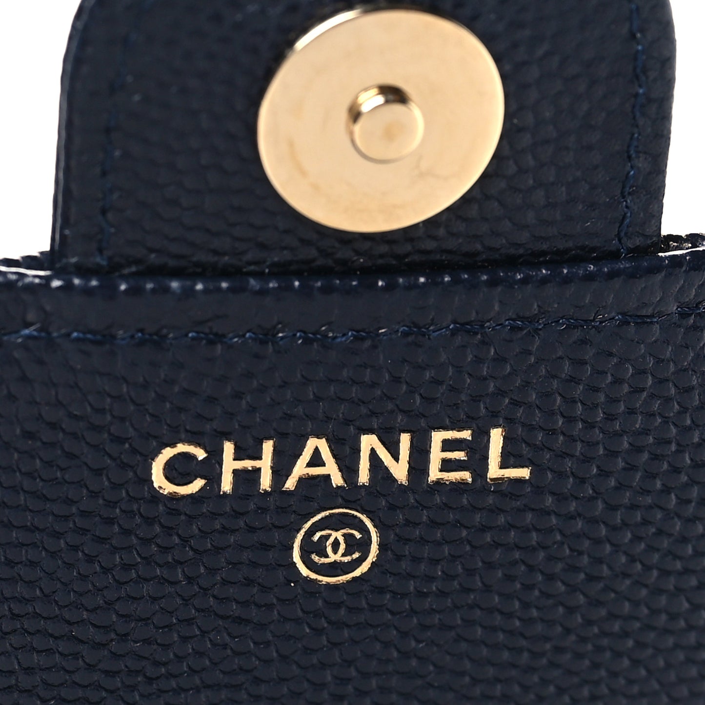 Caviar Quilted Flap Phone Holder With Chain Navy