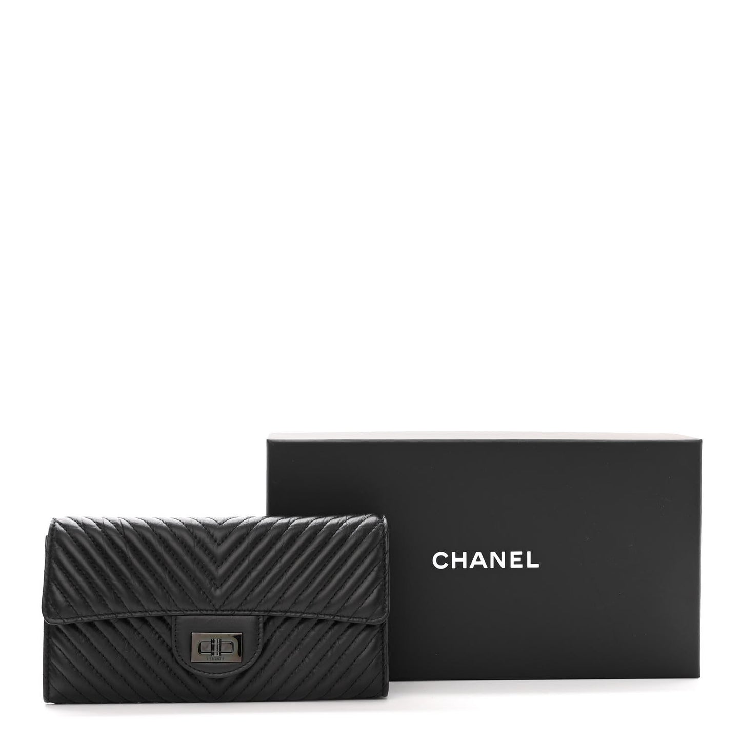 Aged Calfskin Quilted Large Reissue Gusset Flap Wallet So Black