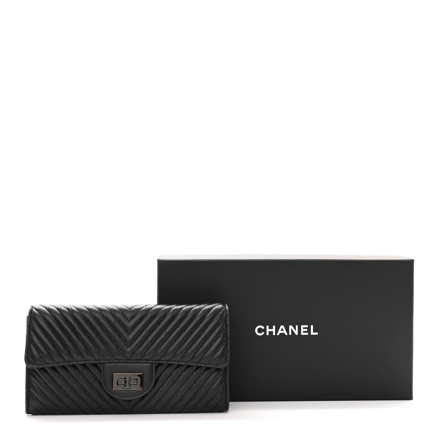 Chanel Aged Calfskin Quilted Large Reissue Gusset Flap Wallet So Black 10 of 10
