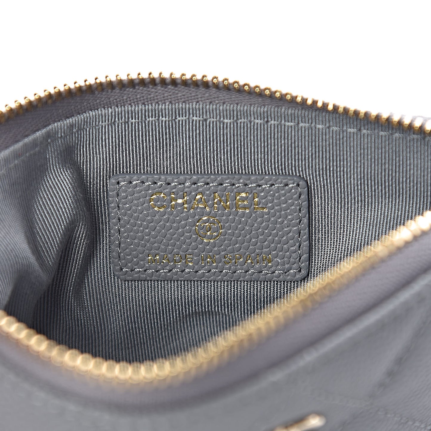 Caviar Quilted Small Cosmetic Case Grey