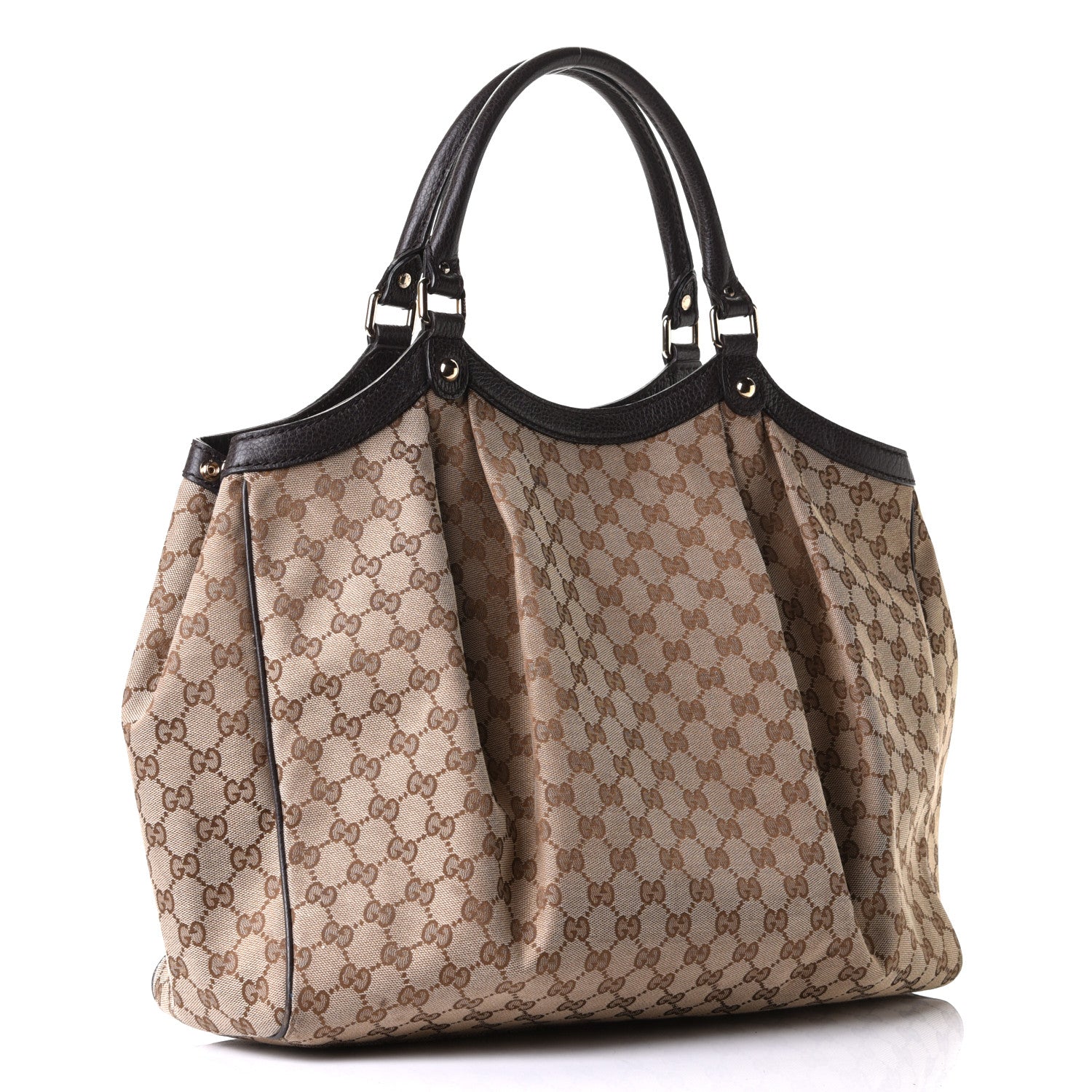 Gucci Monogram Dollar Calfskin Large Sukey Tote Beige Ebony Testa di Moro 2 of 5