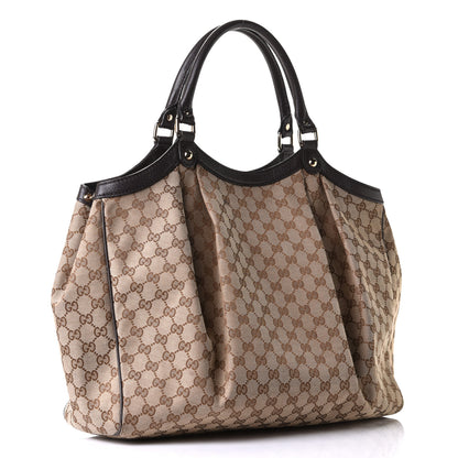 Gucci Monogram Dollar Calfskin Large Sukey Tote Beige Ebony Testa di Moro 2 of 5