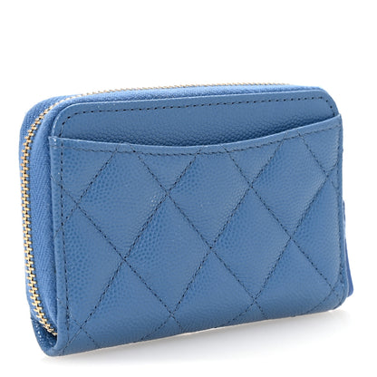 Chanel Caviar Quilted Zip Coin Purse Blue 3 of 8
