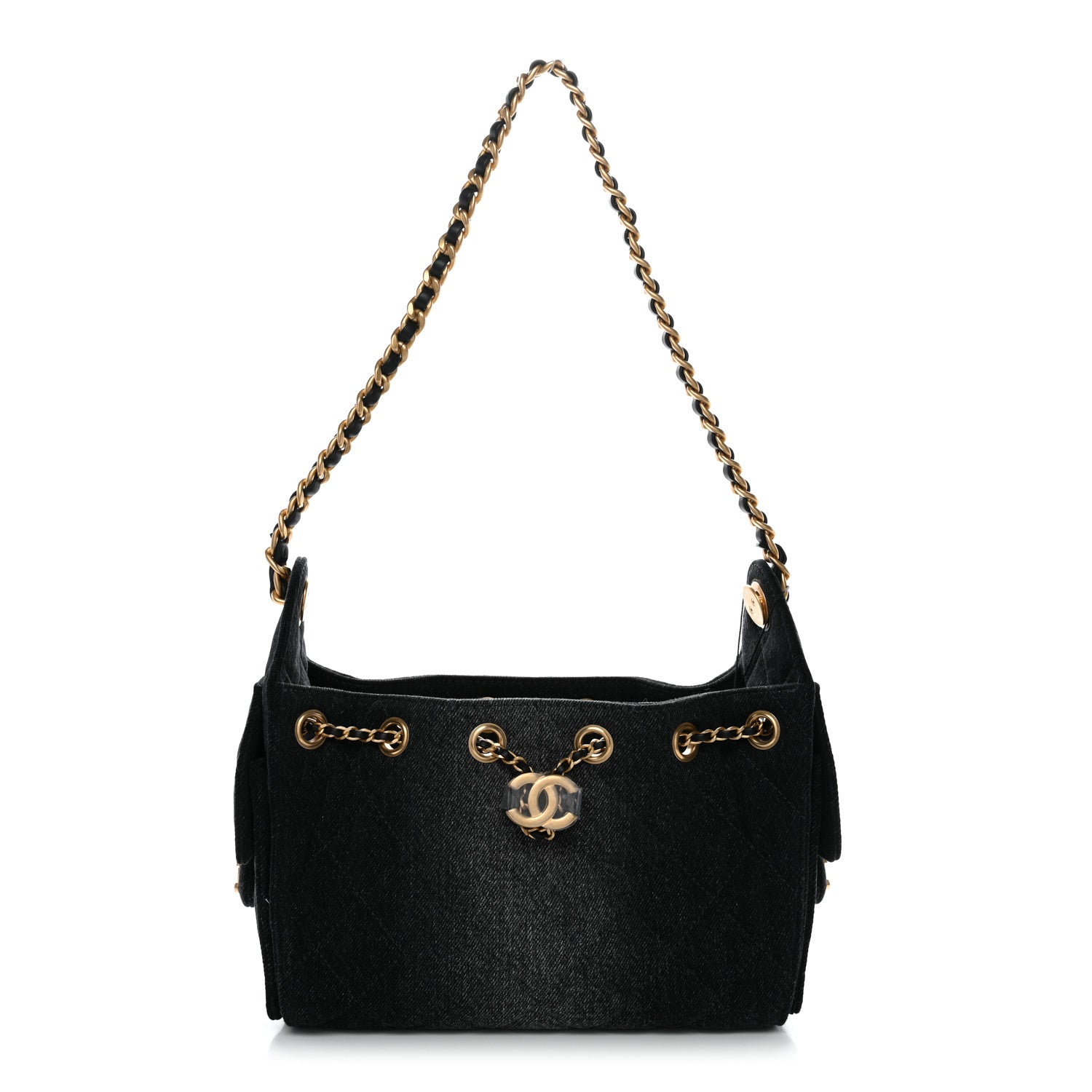 Chanel Washed Denim Quilted Mini Chanel 25 Handbag Black 1 of 11