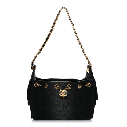 Chanel Washed Denim Quilted Mini Chanel 25 Handbag Black 1 of 11