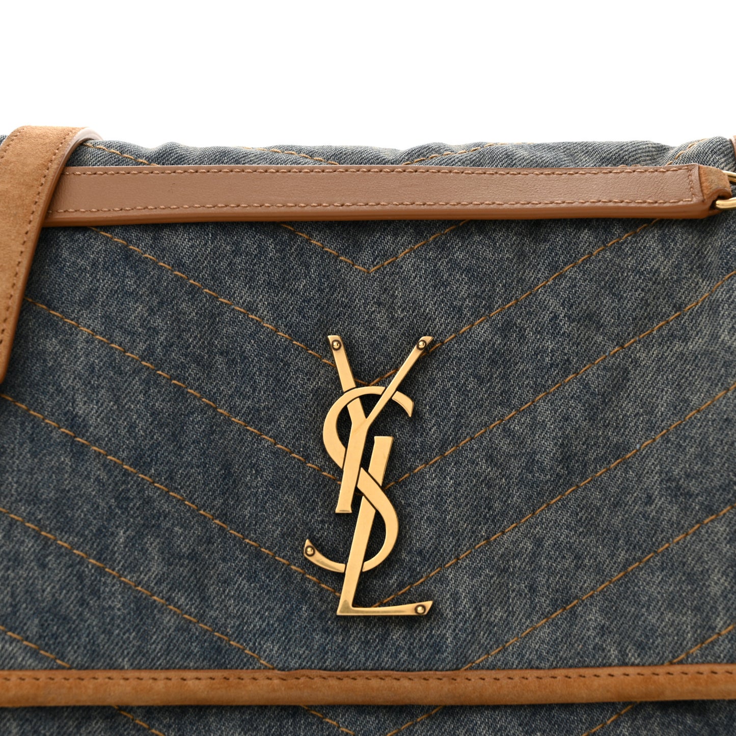 Denim Suede Monogram Medium Niki Chain Satchel Blue Cinnamon