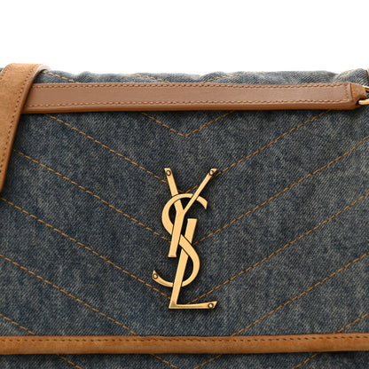 Saint Laurent Denim Suede Monogram Medium Niki Chain Satchel Blue Cinnamon 8 of 13