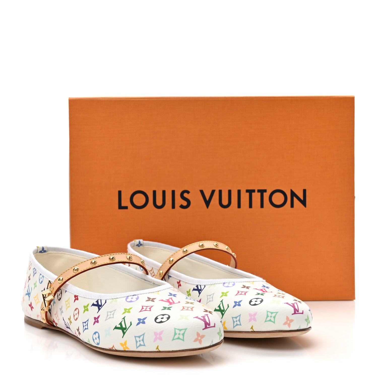 Louis Vuitton LV X TM Monogram Multicolor Romy Flat Ballerinas 38.5 White 10 of 10