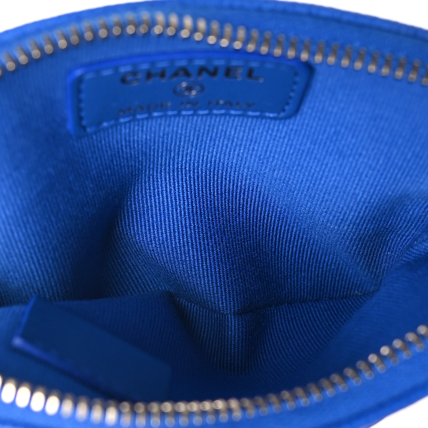 Caviar Quilted Zip Card Holder Wallet Blue