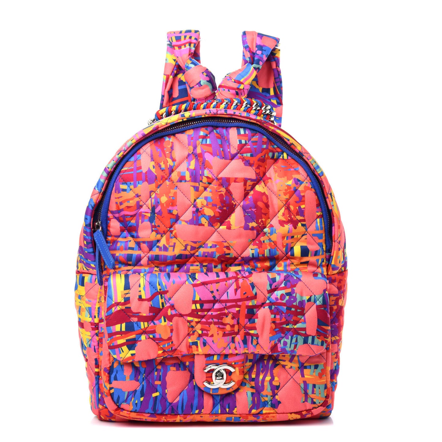 Foulard Fabric Quilted Printed Backpack Pink