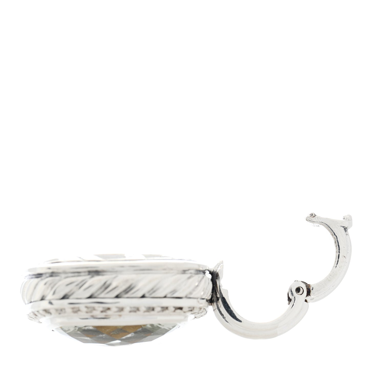 Sterling Silver Diamond Prasiolite 14mm Albion Enhancer Pendant