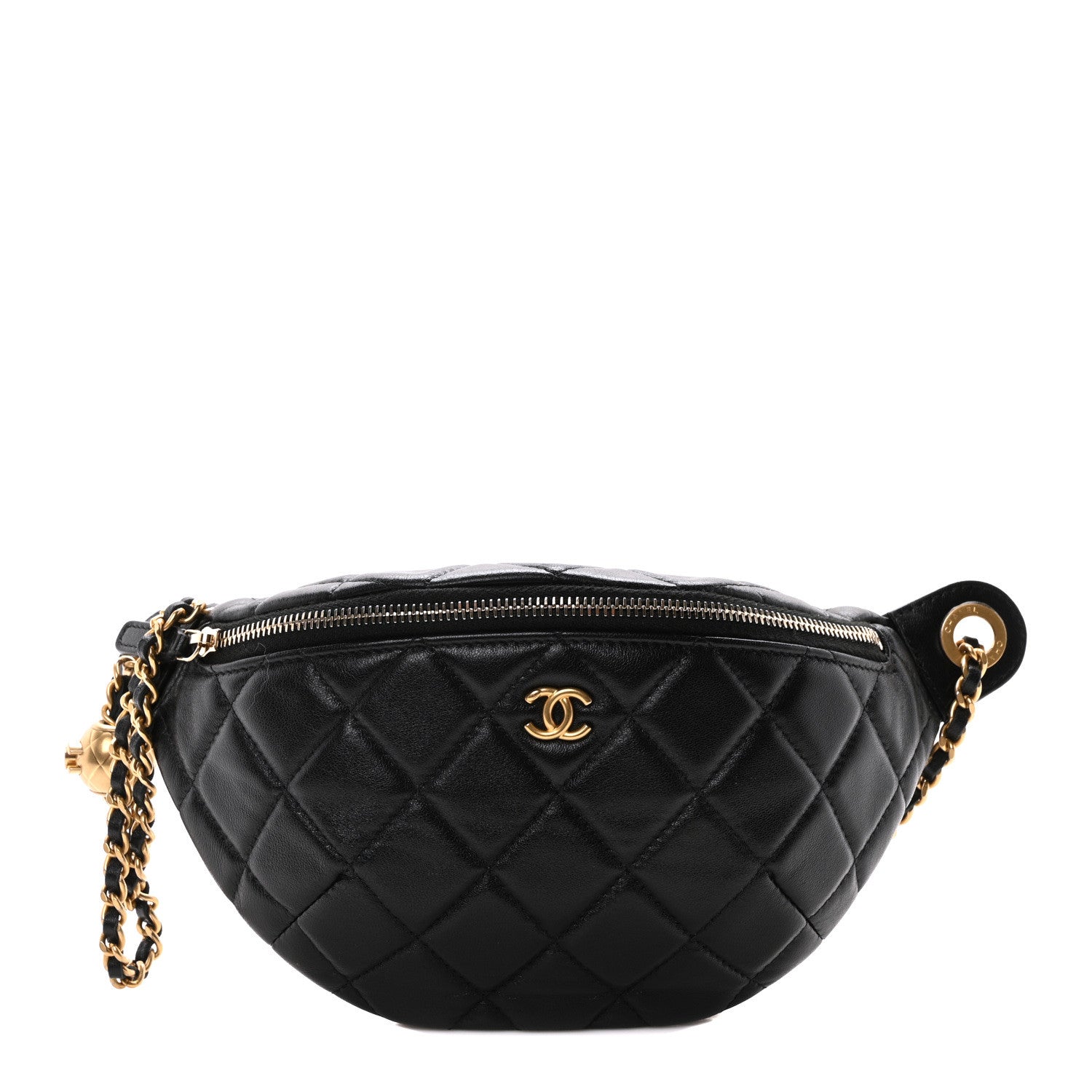 Chanel Lambskin Quilted Pearl Crush Belt Bag Black 1 of 11