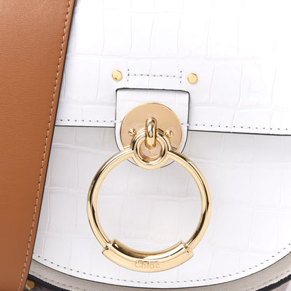 Chloe Calfskin Crocodile Embossed Small Tess Bag Brilliant White 9 of 10