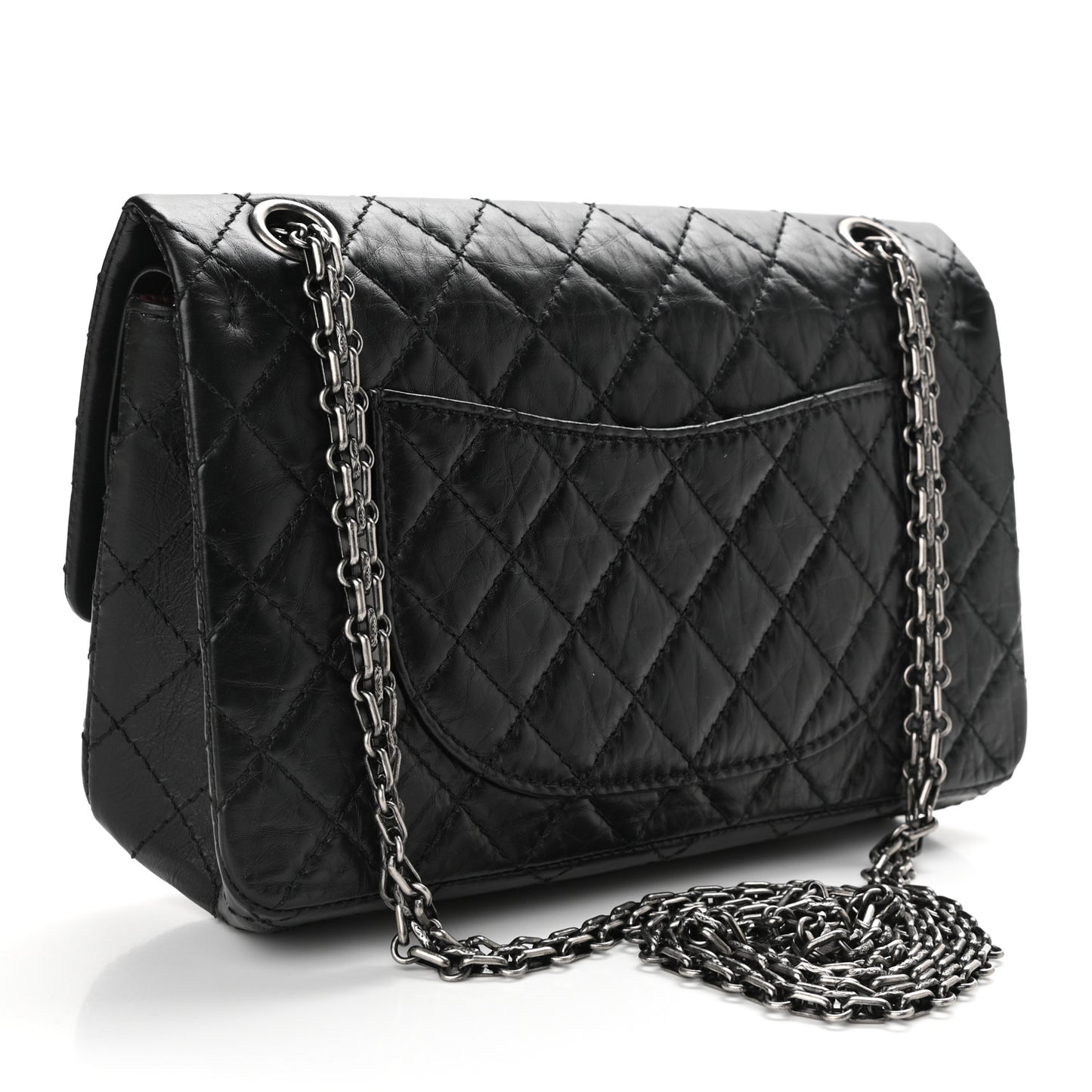 Aged Calfskin Quilted 2.55 Reissue 225 Flap Black