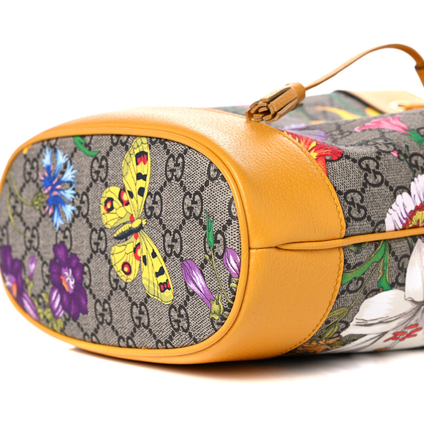 GG Supreme Monogram Flora Small Ophidia Bucket Bag Beige Multicolor Crop