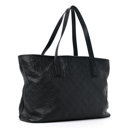 Gucci Guccissima Medium Zippered Shopping Tote Black 3 of 16