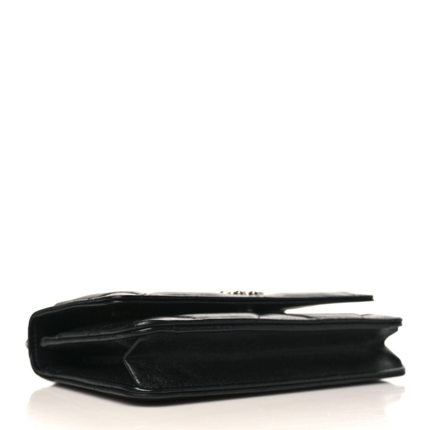 Goatskin Quilted Chanel 19 Wallet On Chain WOC Black