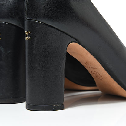 Chanel Lambskin Peep Toe CC Pumps 38 Black 11 of 19