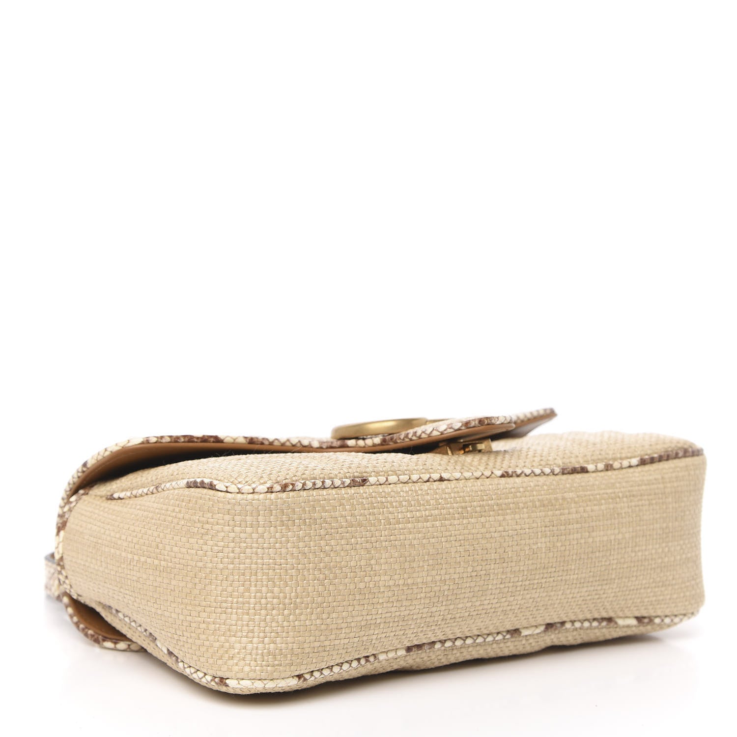 Gucci Raffia Elaphe Matelasse Small GG Marmont Shoulder Bag Natural Cream Brown 4 of 10