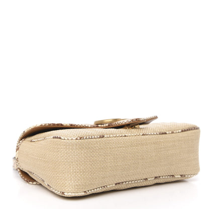 Gucci Raffia Elaphe Matelasse Small GG Marmont Shoulder Bag Natural Cream Brown 4 of 10