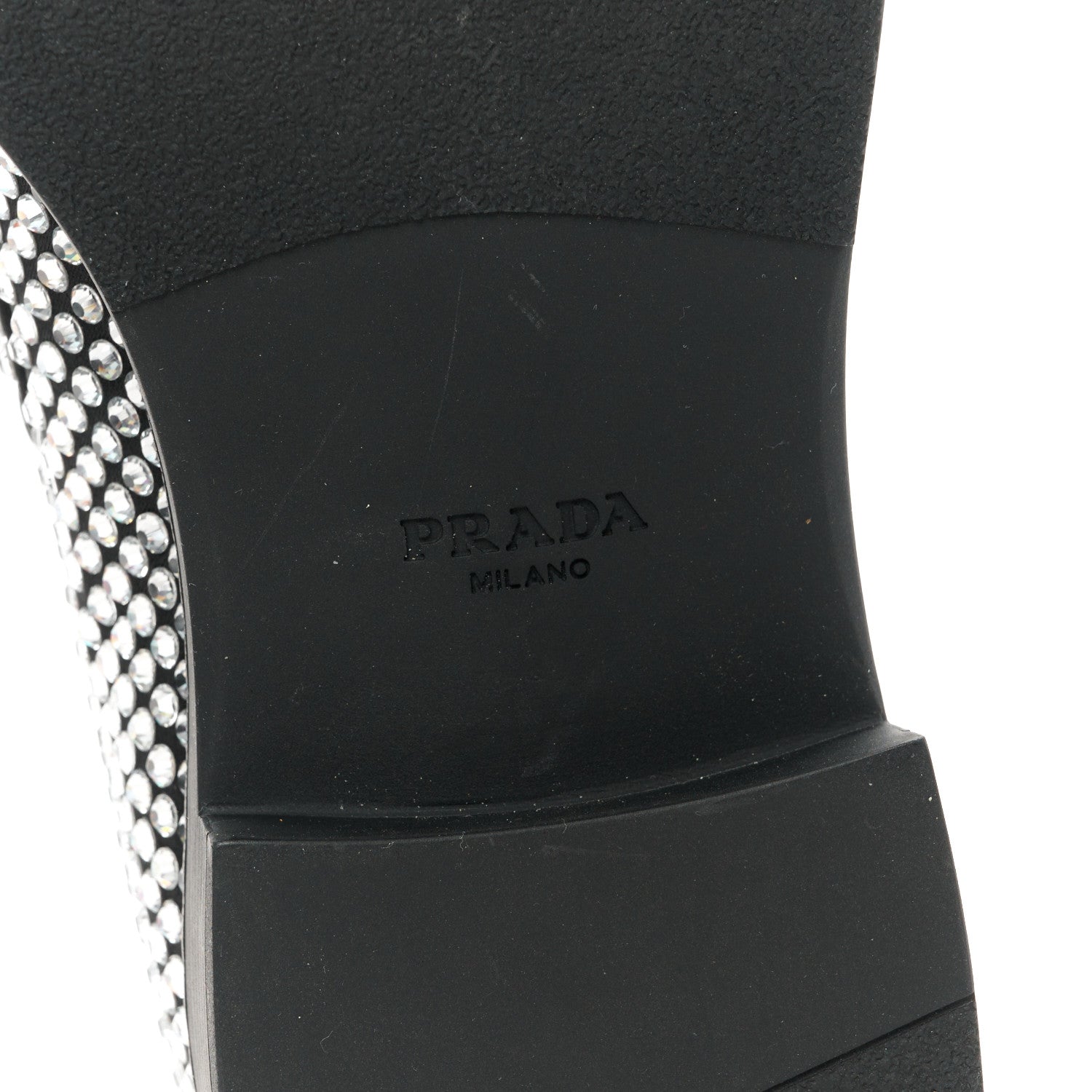 Prada Satin Crystal Metal Triangle Logo Mens Loafers 7 Cristal 6 of 10