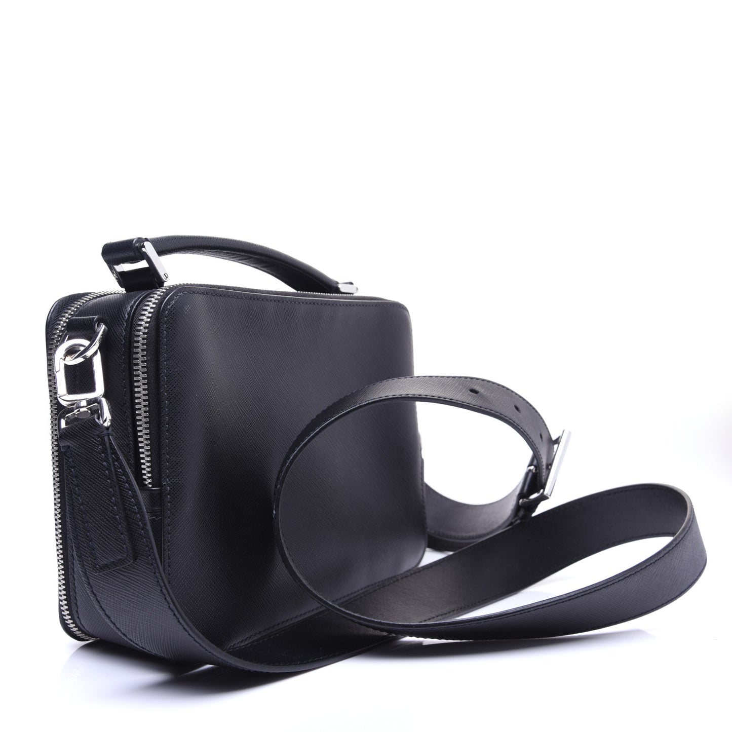 Saffiano Travel Medium Brique Crossbody Bag Black