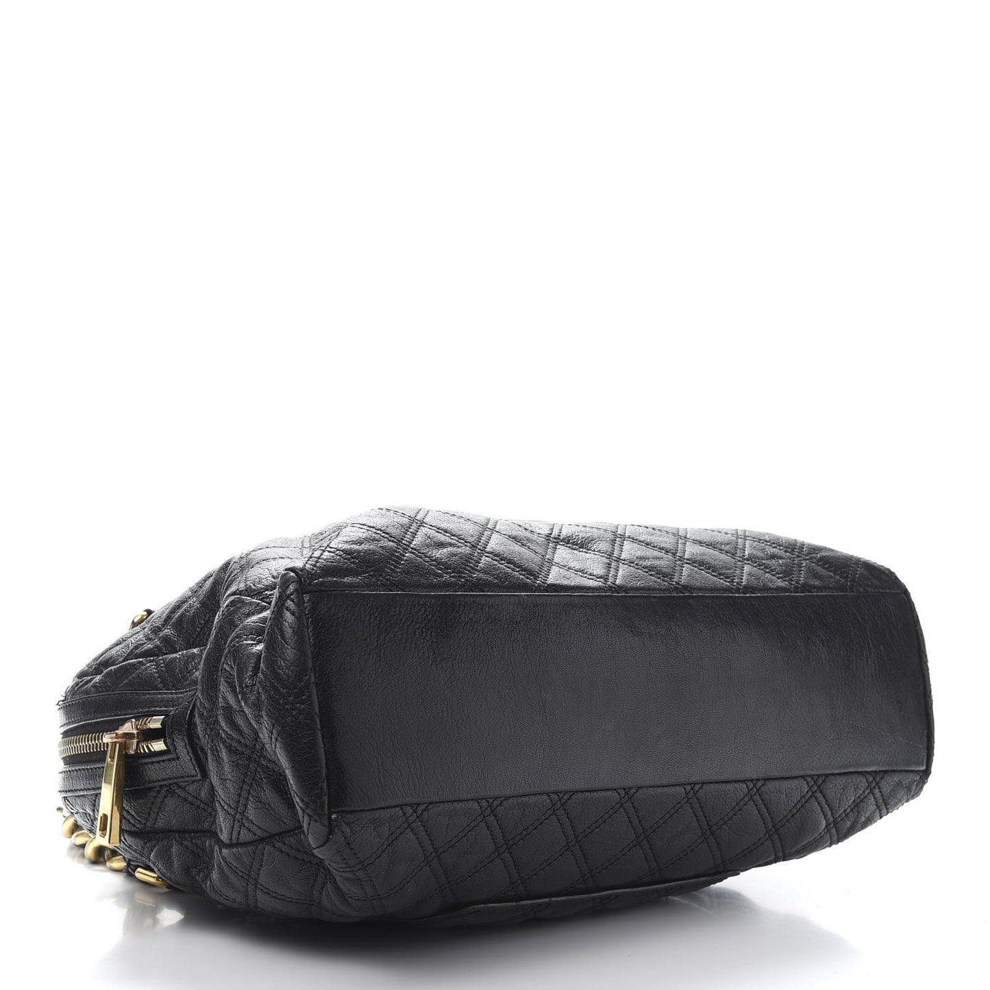Lacquered Goatskin Quilted Karlie Satchel Black