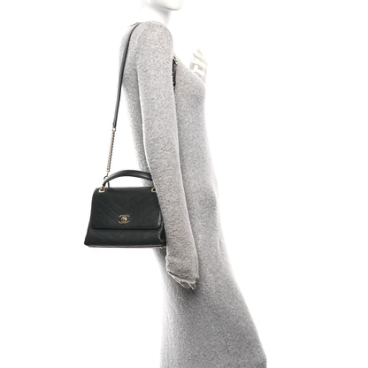 Chanel Grained Calfskin Chevron Stitched Small Chic Top Handle Flap Black 2 of 12