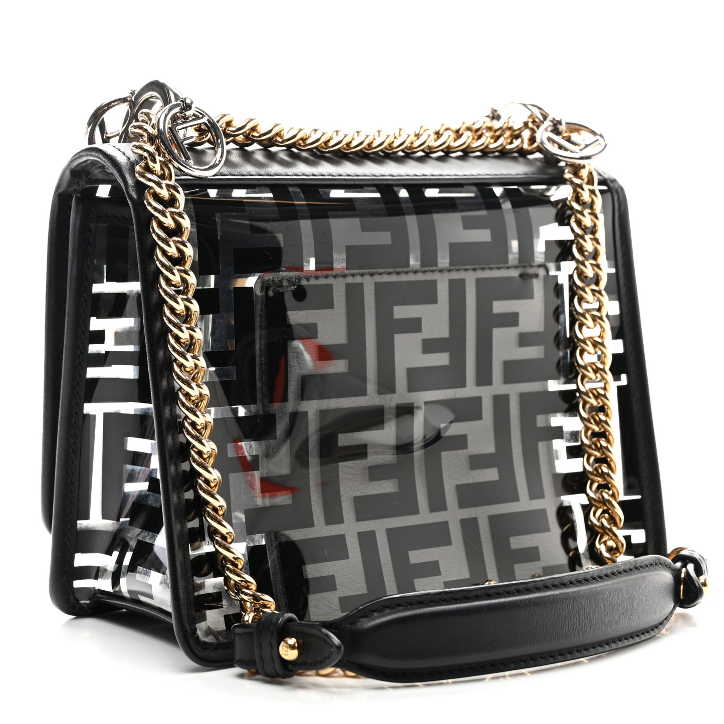 TPU FF Vitello Century F is Fendi Kan I Shoulder Bag Black