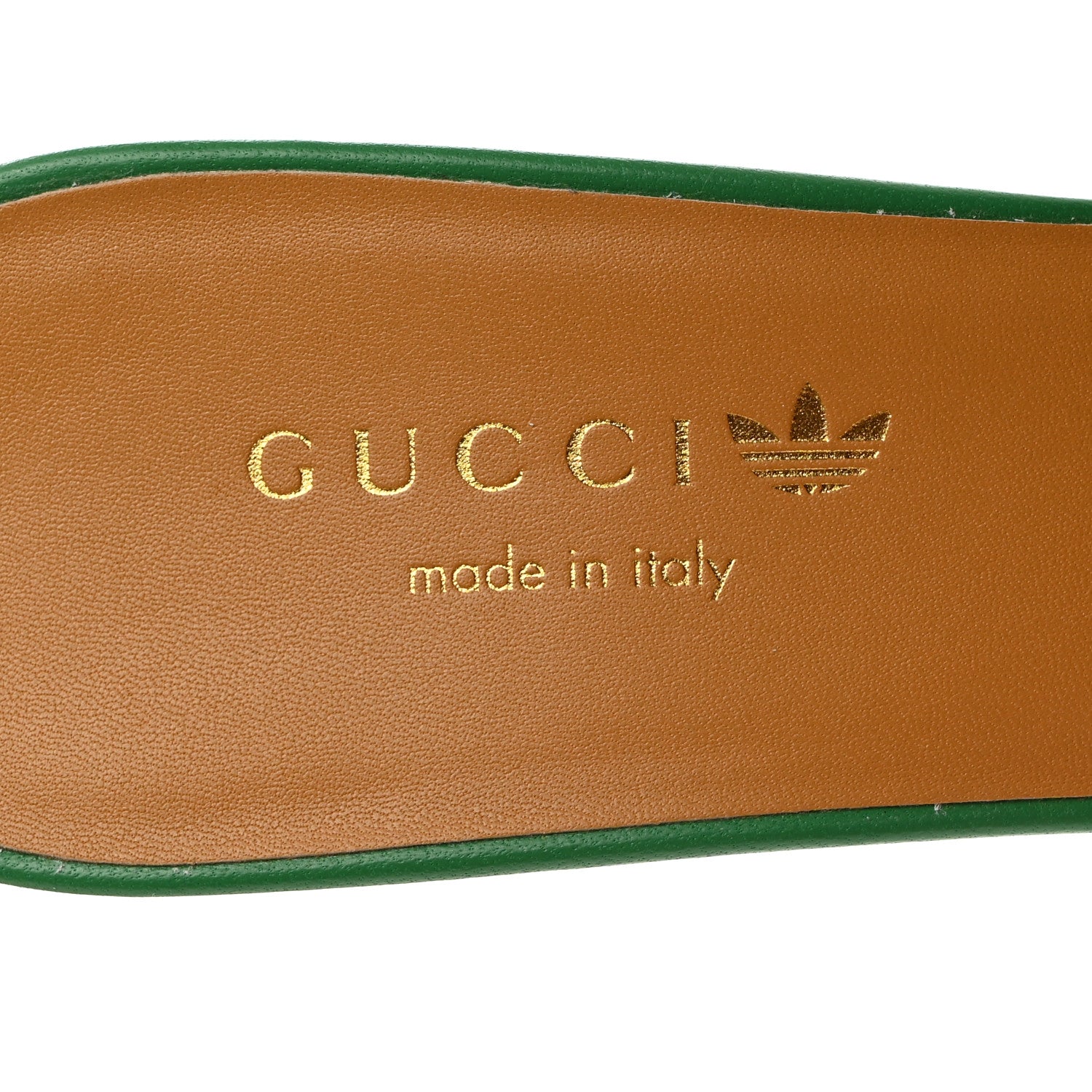 Gucci X ADIDAS Nappa Charlotte Suede Monogram Jumbo GG Trefoil 75mm Slide Sandals 37 New Shamarock Ivoire 6 of 9