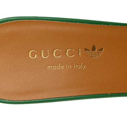 Gucci X ADIDAS Nappa Charlotte Suede Monogram Jumbo GG Trefoil 75mm Slide Sandals 37 New Shamarock Ivoire 6 of 9