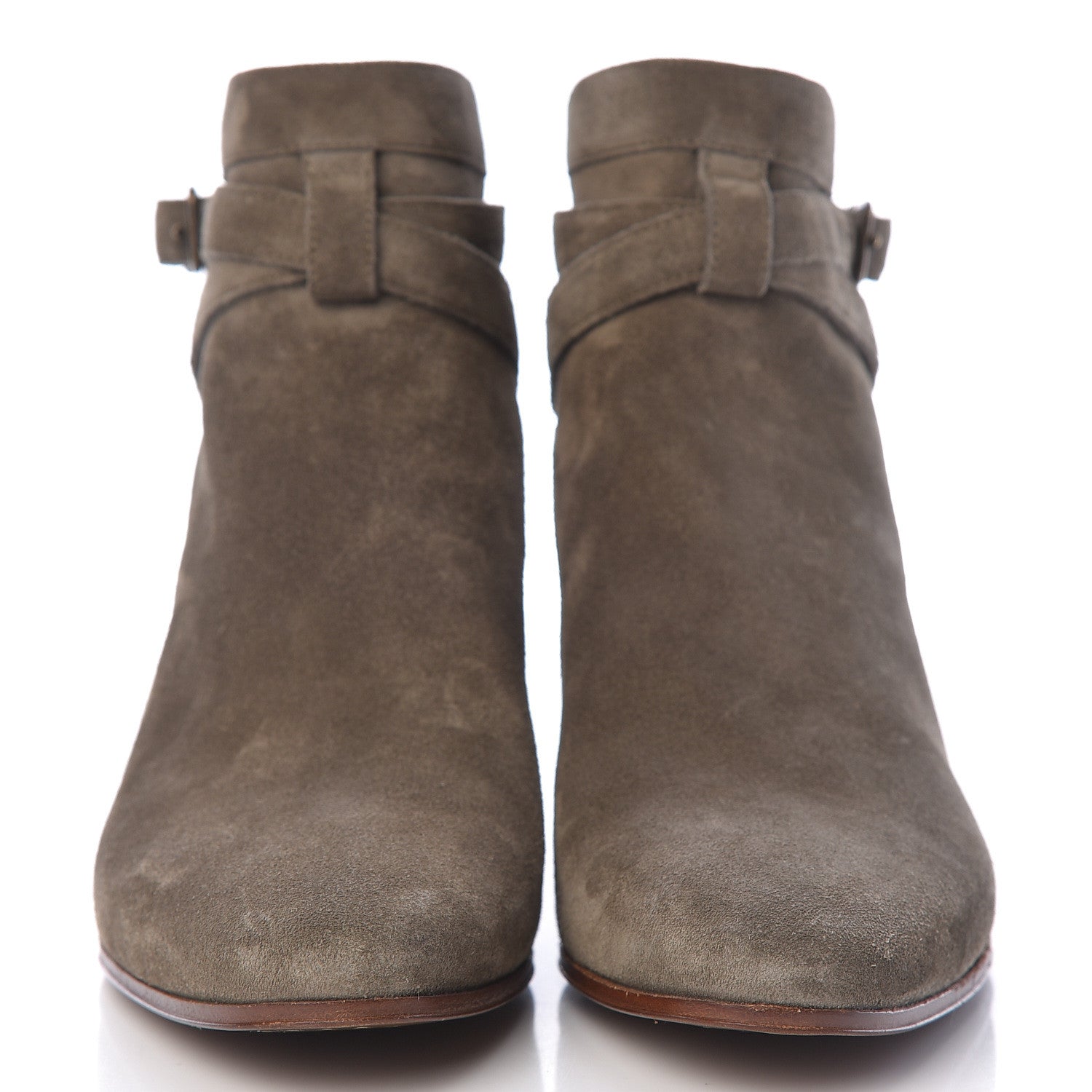 Saint Laurent Suede Womens Blake Ankle Boots 37.5 Kaki Militaire 2 of 10