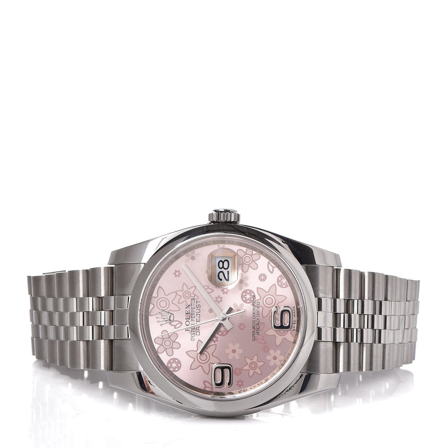 Stainless Steel 36mm Oyster Perpetual Datejust Watch Pink Flowers 116200
