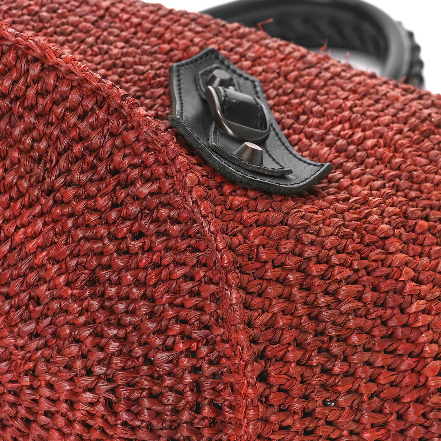 Raffia Woven Large Tote Brown Black