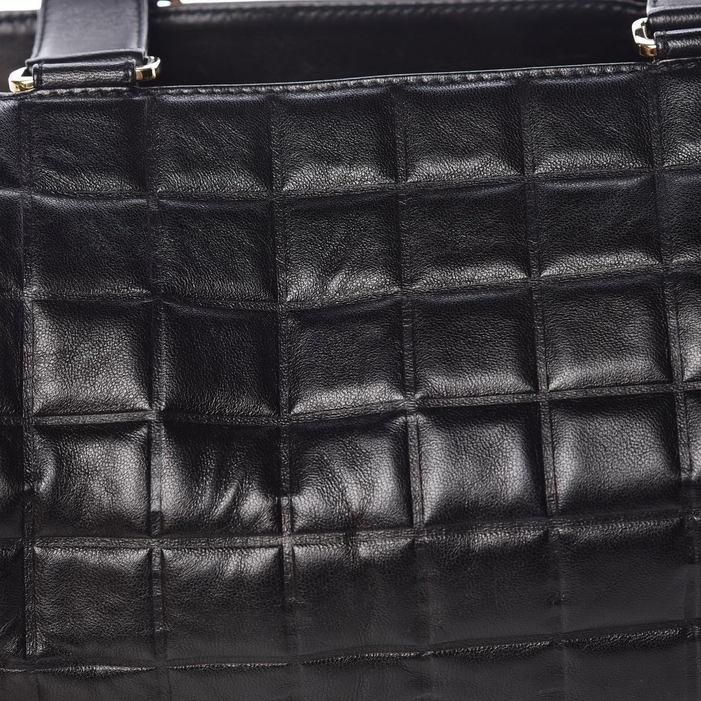 Lambskin Chocolate Bar Quilted CC Shoulder Bag Black