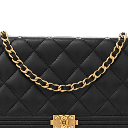 Chanel Lambskin Quilted Boy Wallet On Chain WOC Black 8 of 11