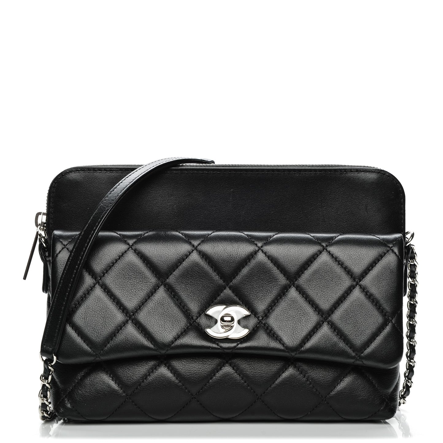 Calfskin Quilted Crossbody Bag Black