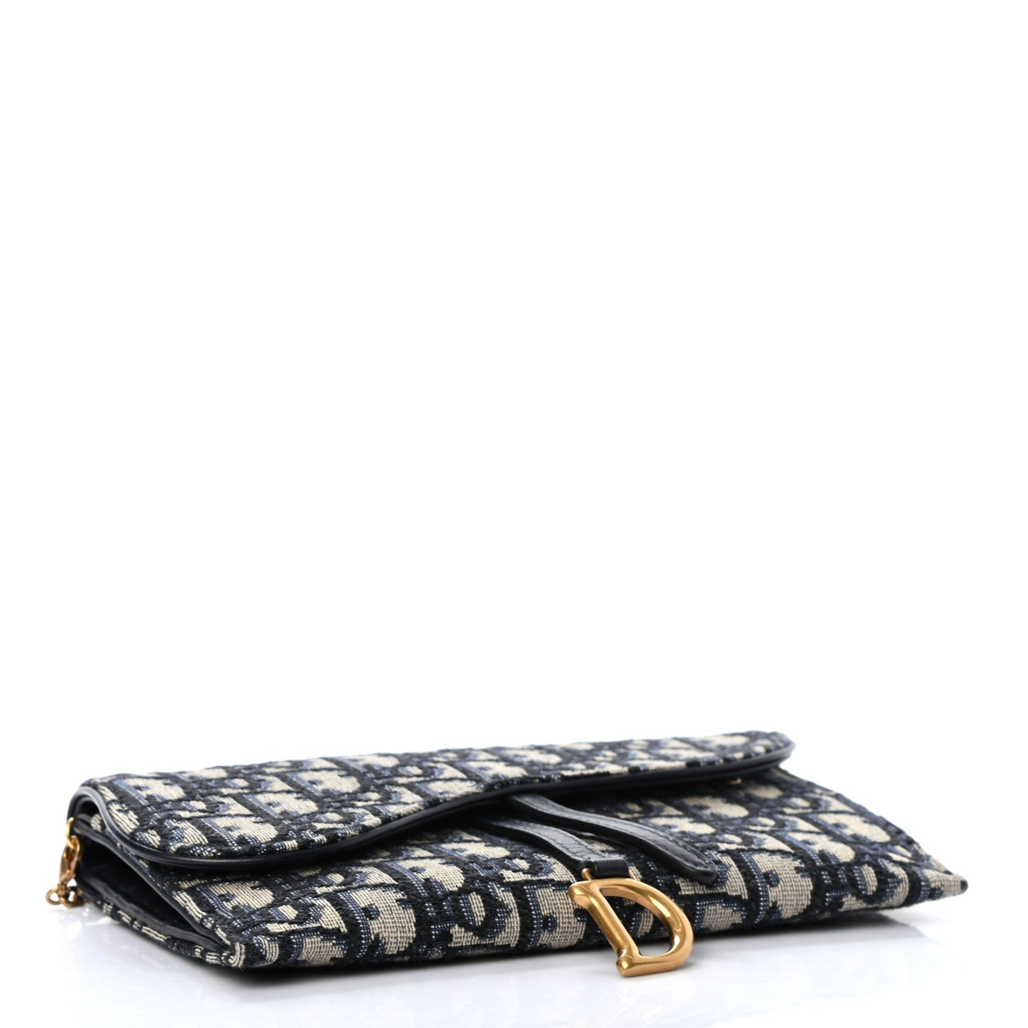 Oblique Saddle Chain Long Wallet Blue