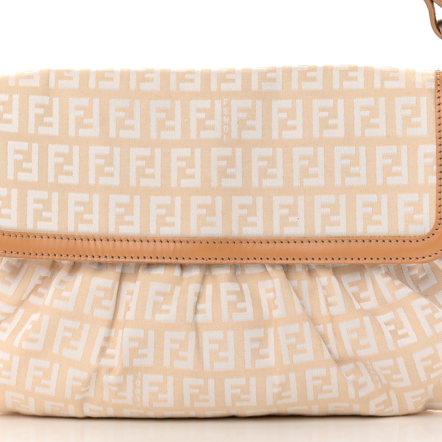 Fendi Zucchino Small Chef Shoulder Bag Beige White 8 of 15