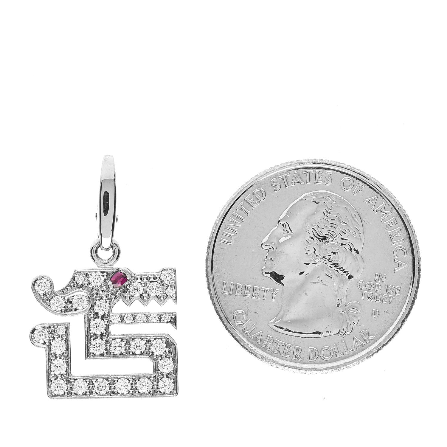 Cartier 18K White Gold Diamond Ruby Dragon Charm 2 of 4