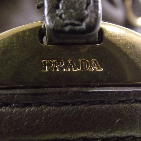 Prada Leather Logo Satchel Brown 9 of 12