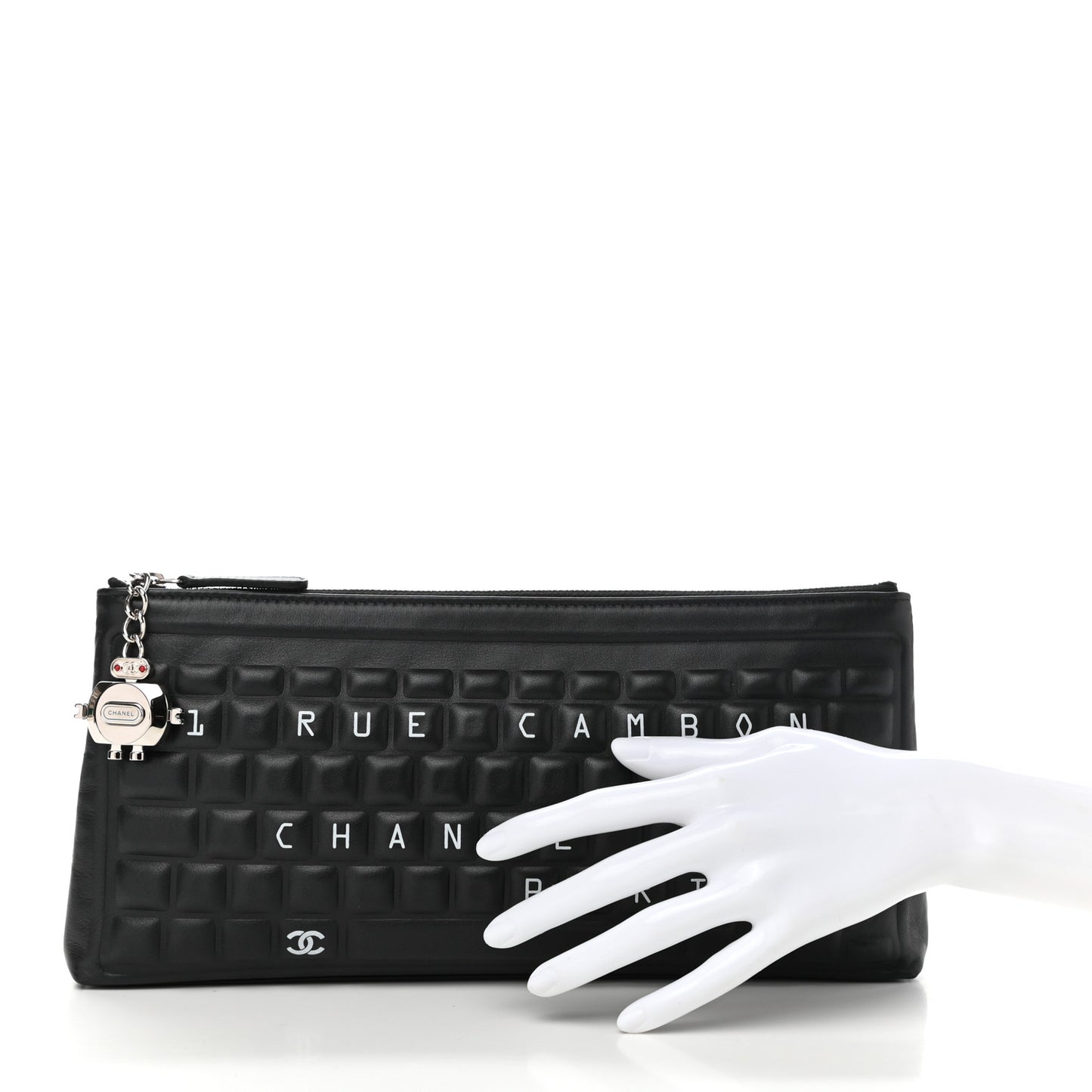 Metallic Calfskin Keyboard Pouch Black