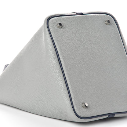 Hermes Taurillon Clemence Swift Picotin Lock 22 MM Gris Perle Bleu Saphir 8 of 9