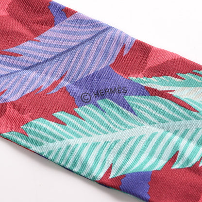 Hermes Silk Jaguar Quetzal Twilly Bordeaux Vert Bleu 4 of 4