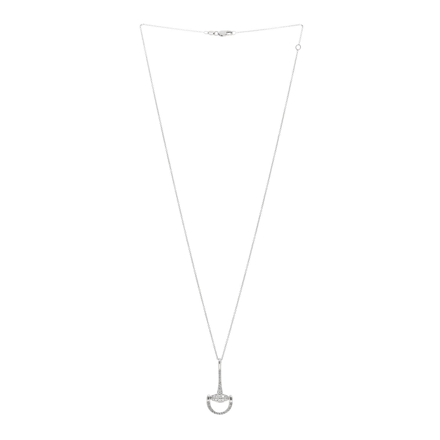 Roberto Coin 18K White Gold Diamond Stirrup Pendant Necklace 3 of 5