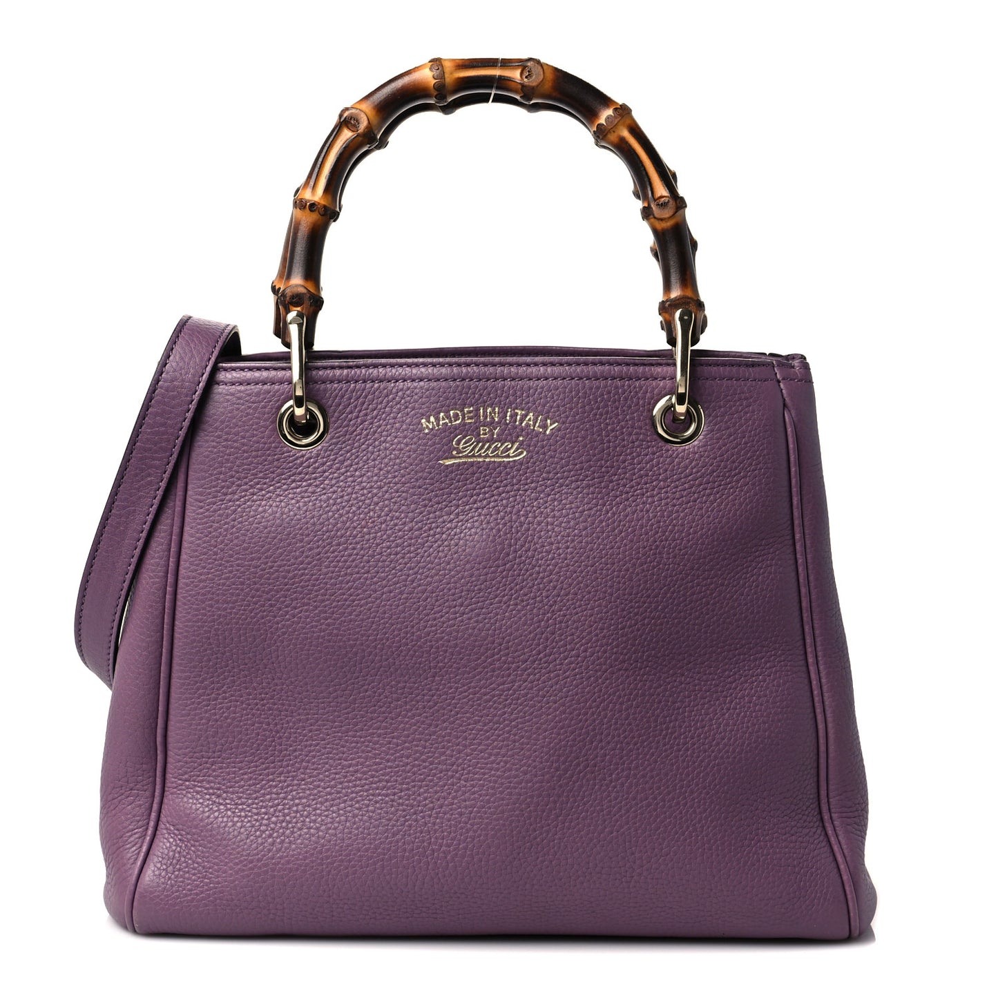 Calfskin Small Bamboo Shopper Tote Purple