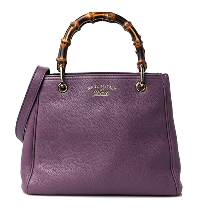 Gucci Calfskin Small Bamboo Shopper Tote Purple 1 of 8