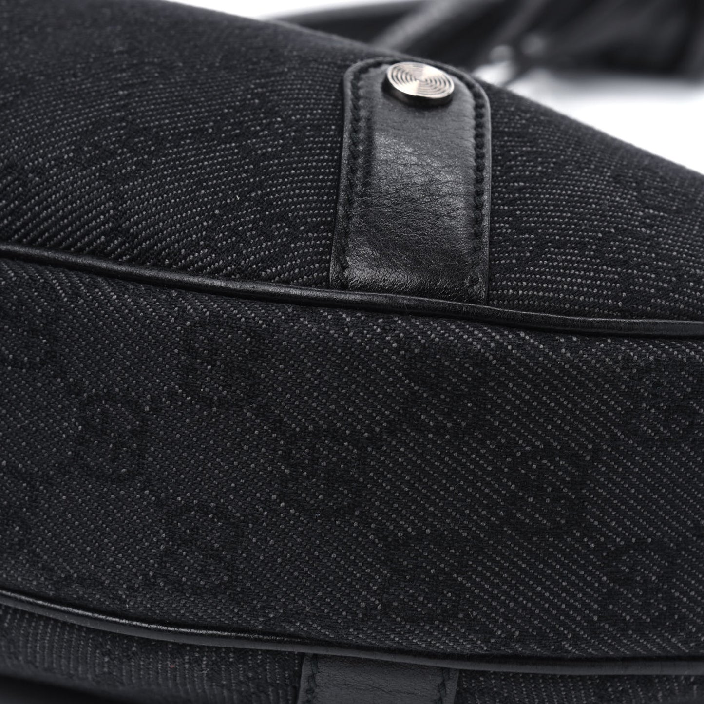 Denim Monogram Britt Tassel Shoulder Bag Black