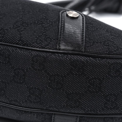 Gucci Denim Monogram Britt Tassel Shoulder Bag Black 13 of 17