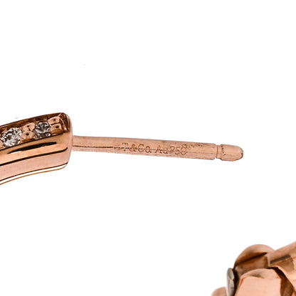 Tiffany 18K Rose Gold Diamond Medium Lock Earrings 4 of 4